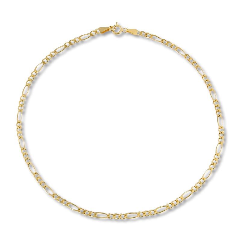 Figaro Chain Anklet 14K Yellow Gold 10"