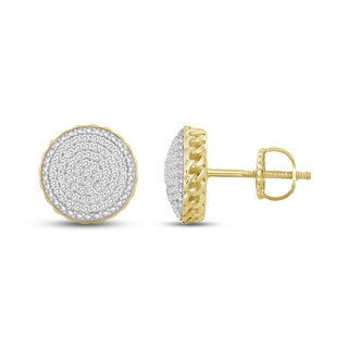 Men's Diamond Stud Earrings 1/6 ct tw Round 10K Yellow Gold/Rhodium