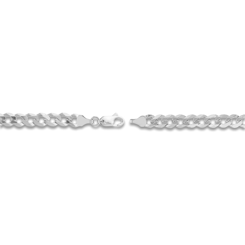 Solid Cuban Link Chain Bracelet 14K White Gold 8.5"