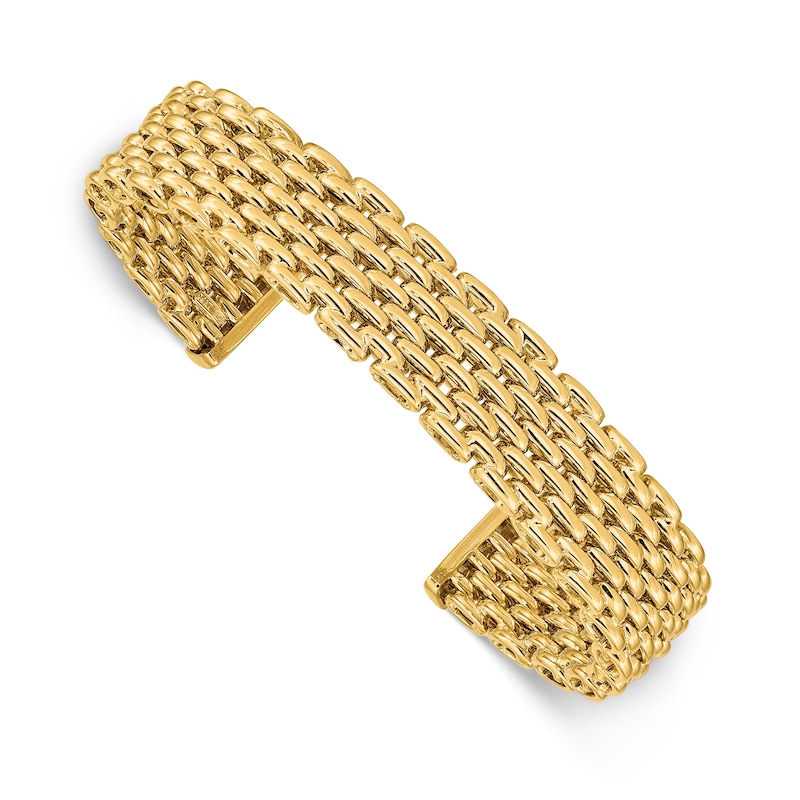 Polished Cuff Bangle Bracelet 14K Yellow Gold 5.5"
