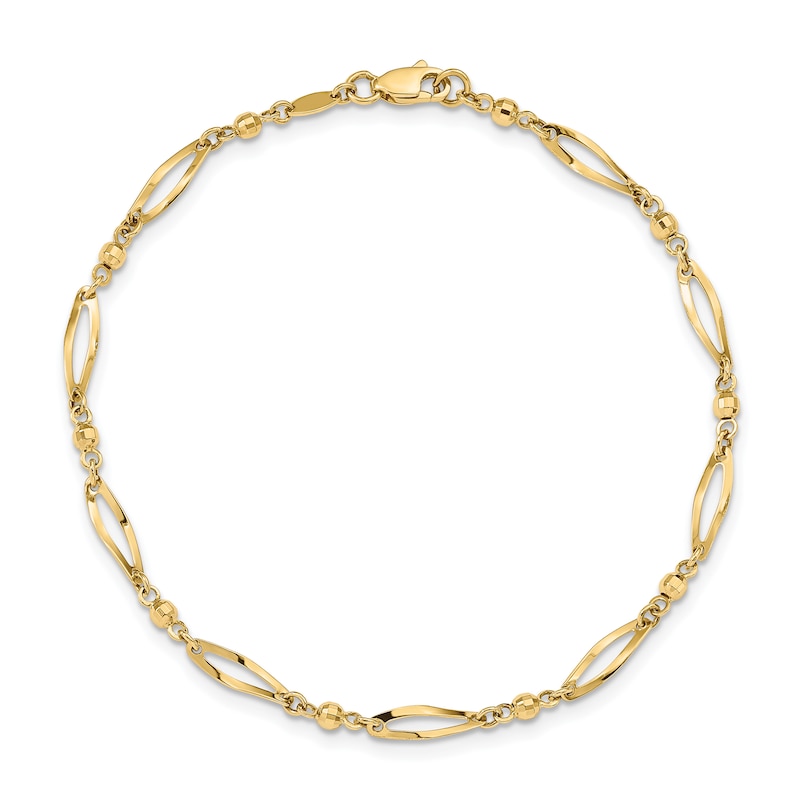 Diamond-Cut Polished Anklet 14K Yellow Gold 9"