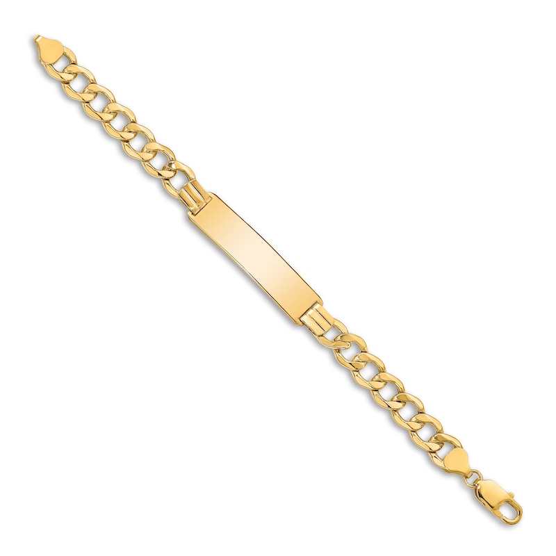 Men's Curb Link ID Bracelet 14K Yellow Gold 9.0mm 8"