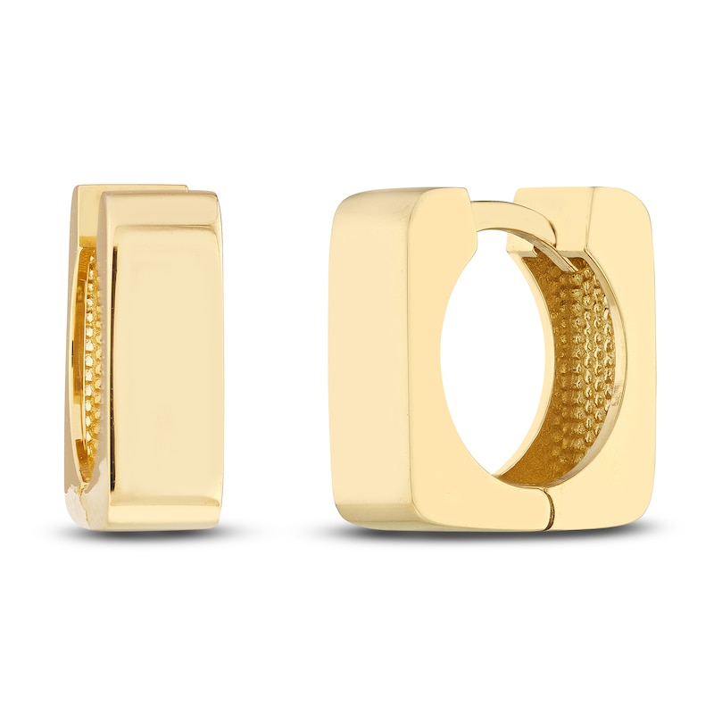 Square Huggie Earrings 14K Yellow Gold