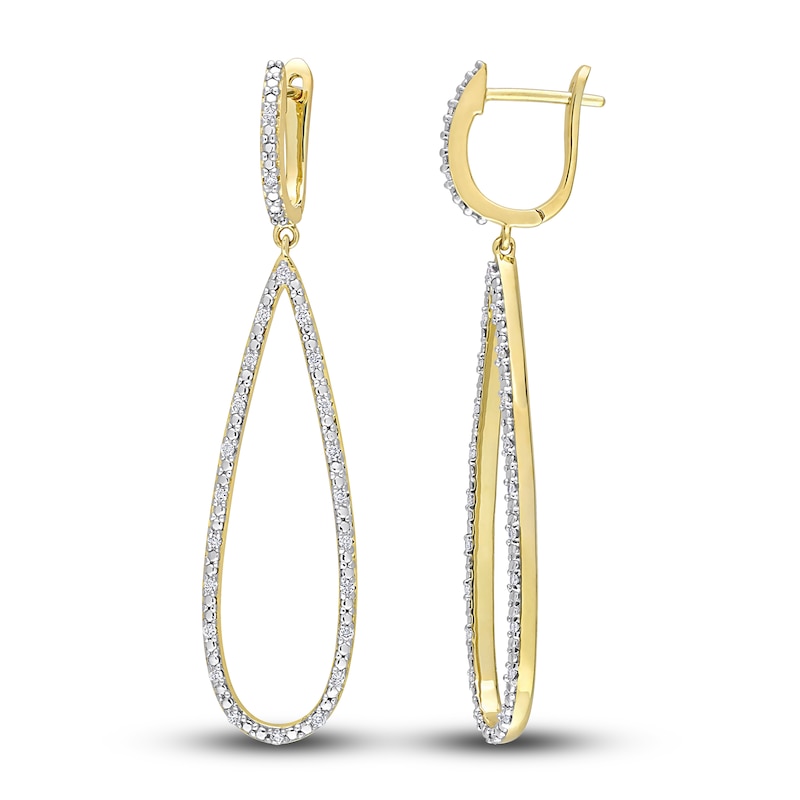 Diamond Drop Earrings 1/4 ct tw Round 10K Yellow Gold