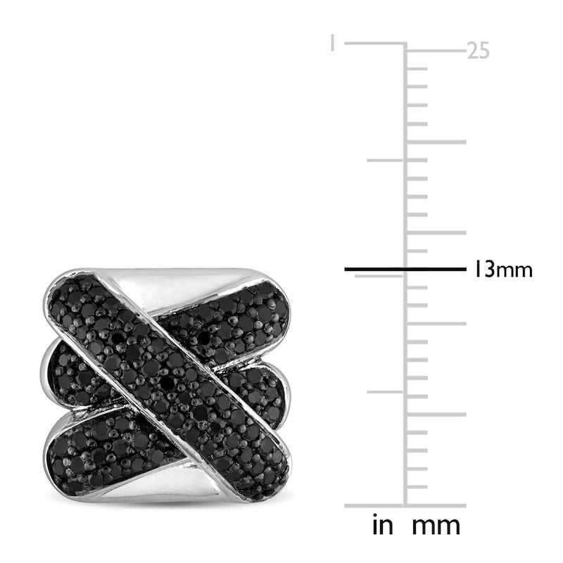 Y-Knot Men's Black Diamond Cuff Links 7/8 ct tw Round Sterling Silver
