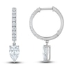 Thumbnail Image 0 of Vera Wang WISH Lab-Created Diamond Hoop Dangle Earrings 2 ct tw Pear/Round 14K White Gold