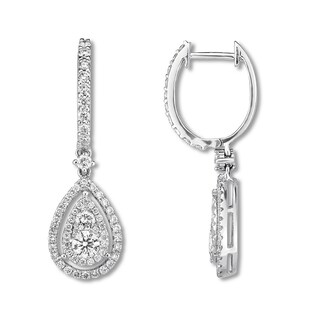 Diamond Dangle Earrings 1 Carat Tw Round Cut 14k White Gold Jared Diamond Dangle Earrings 1 Carat Tw Round Cut 14k White Gold Jared