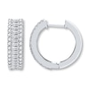 Thumbnail Image 0 of Diamond Hoop Earrings 1-1/2 ct tw Round/Baguette 14K White Gold