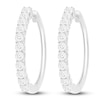 Thumbnail Image 1 of Diamond Hoop Earrings 1 ct tw Round-cut 10K White Gold