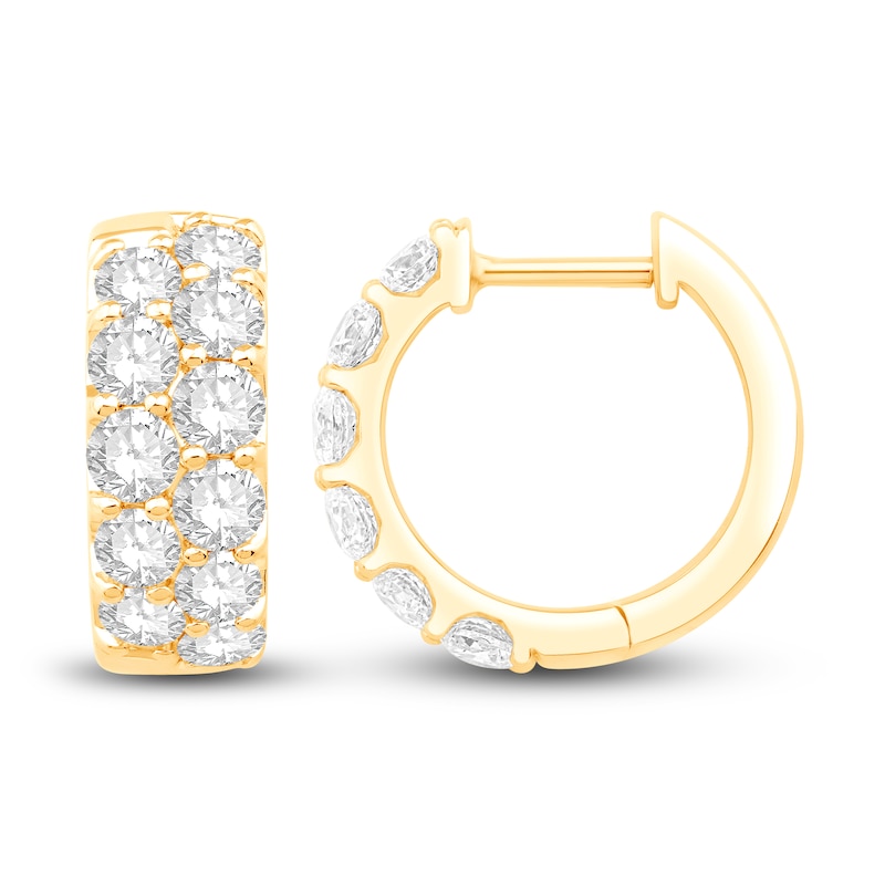 Diamond Huggie Earrings 2 ct tw Round 14K Yellow Gold