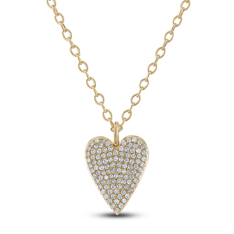 Reversible Black & White Diamond Heart Pendant Necklace 2-7/8 ct tw Round 14K Yellow Gold 18"