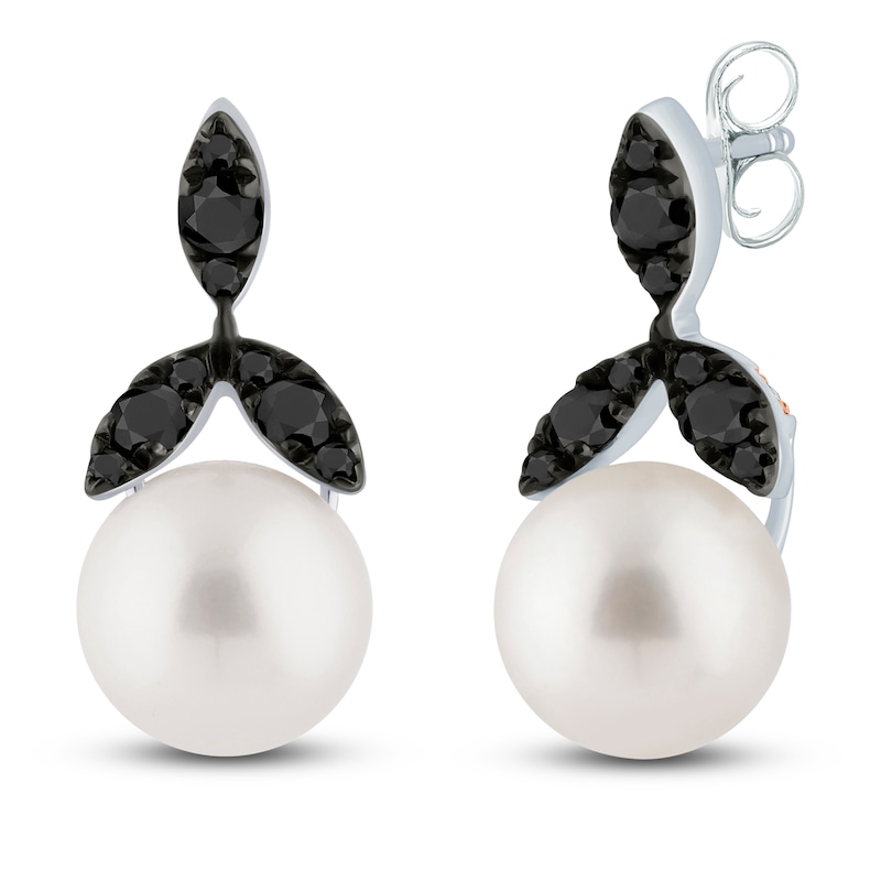 Pnina Tornai Freshwater Cultured Pearl & Black Diamond Earrings 1/3 ct tw 14K White Gold