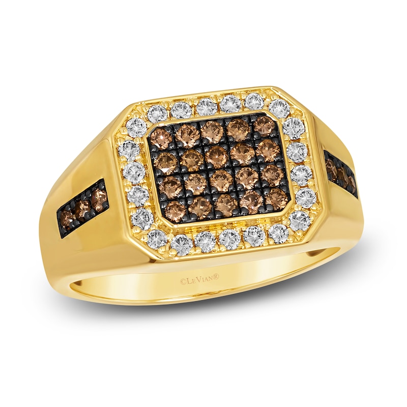 Le Vian Men's Chocolate Diamond Ring 1 ct tw Round 14K Honey Gold