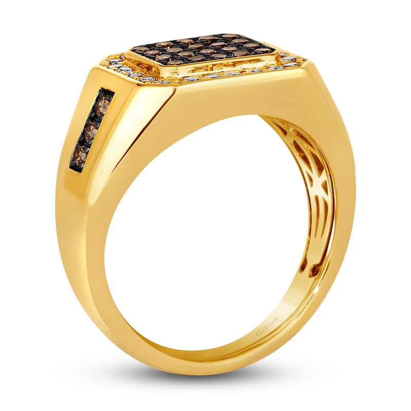 Le Vian Men's Chocolate Diamond Ring 1 ct tw Round 14K Honey Gold