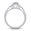 Thumbnail Image 1 of Diamond Engagement Ring 3/8 ct tw Round/Baguette 14K White Gold