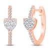 Thumbnail Image 1 of Diamond Heart Hoop Earrings 1/2 ct tw Round 14K Rose Gold