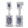 Thumbnail Image 0 of Baguette-Cut Natural Aquamarine & Diamond Dangle Earrings 1/2 ct tw 14K White Gold
