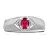 Thumbnail Image 2 of Men's Natural Ruby Ring Diamond Accents 14K White Gold