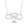 Thumbnail Image 0 of Diamond Infinity Heart Necklace 1/20 ct tw Round Sterling Silver/10K Rose Gold 18"