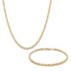 Thumbnail Image 0 of Solid Glitter Rope Necklace & Bracelet Set 14K Yellow Gold