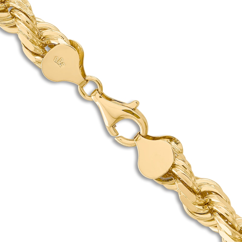 Solid Diamond-Cut Rope Chain Necklace 14K Yellow Gold 22" 8.0mm