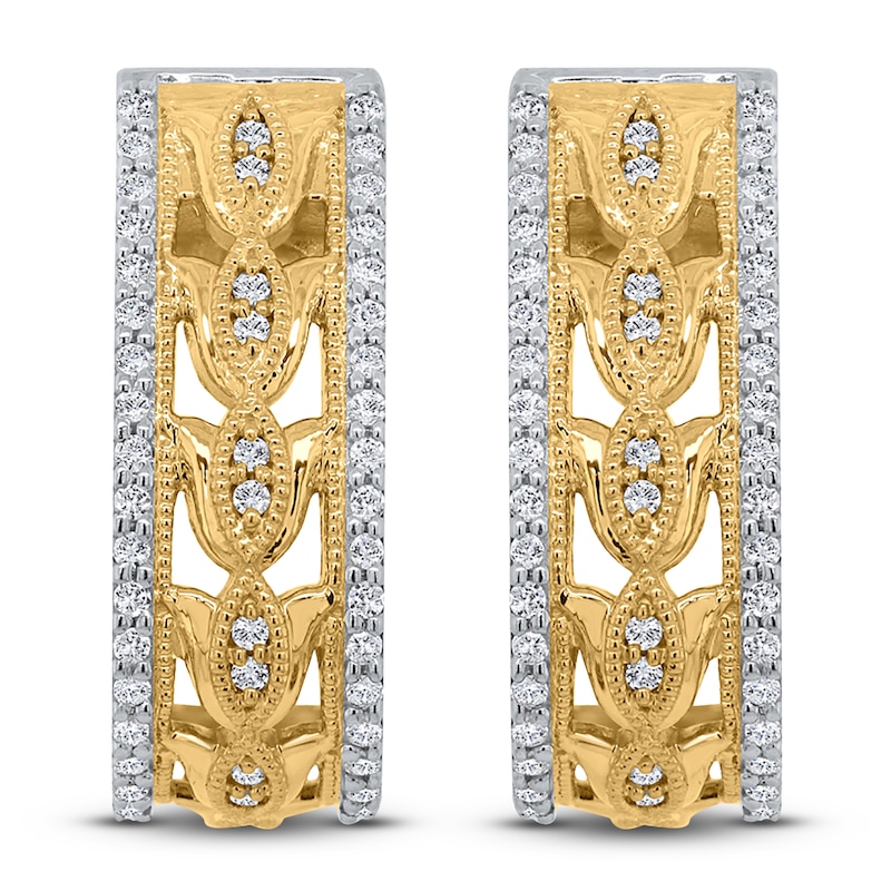 Diamond Huggie Earrings 1/4 ct tw Round 14K Yellow Gold