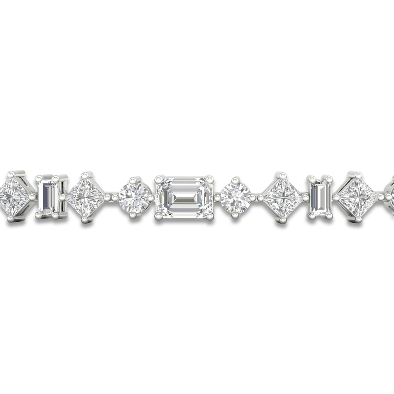 Lab-Created Diamond Tennis Bracelet 8-1/2 ct tw Emerald/Princess/Round/Baguette 14K White Gold 7.25"