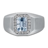 Thumbnail Image 1 of Men's Natural Aquamarine & Diamond Ring 1/5 ct tw 14K White Gold