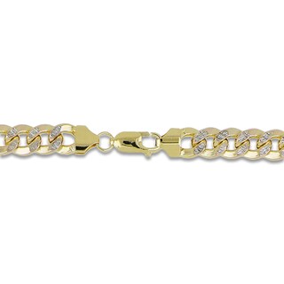 4.7mm 14k Two Tone Gold Pave Curb Bracelet main image 1