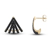 Thumbnail Image 2 of Black Diamond Stud Earrings 1 ct tw Round 14K Yellow Gold