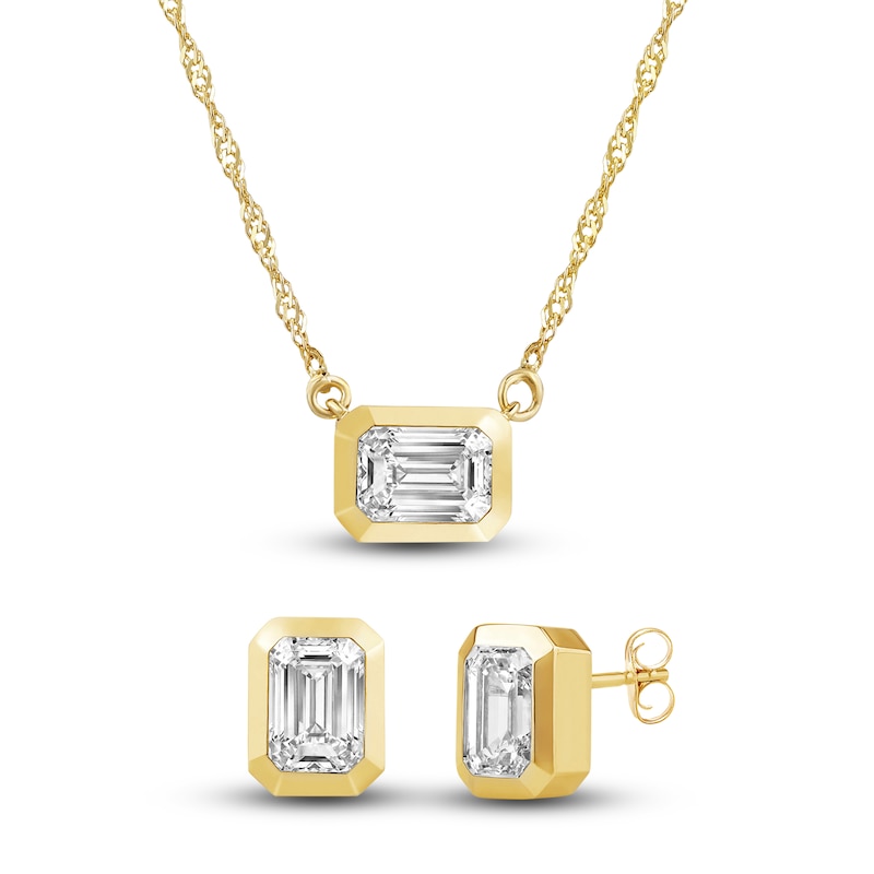 Lab-Created Emerald-Cut Diamond Box Set 3 ct tw 14K Yellow Gold