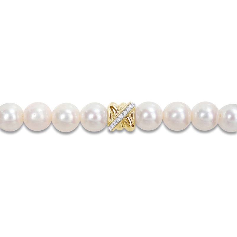 Y-Knot Freshwater Cultured Pearl Bracelet 1/10 ct tw Diamonds 14K Yellow Gold 7.5"