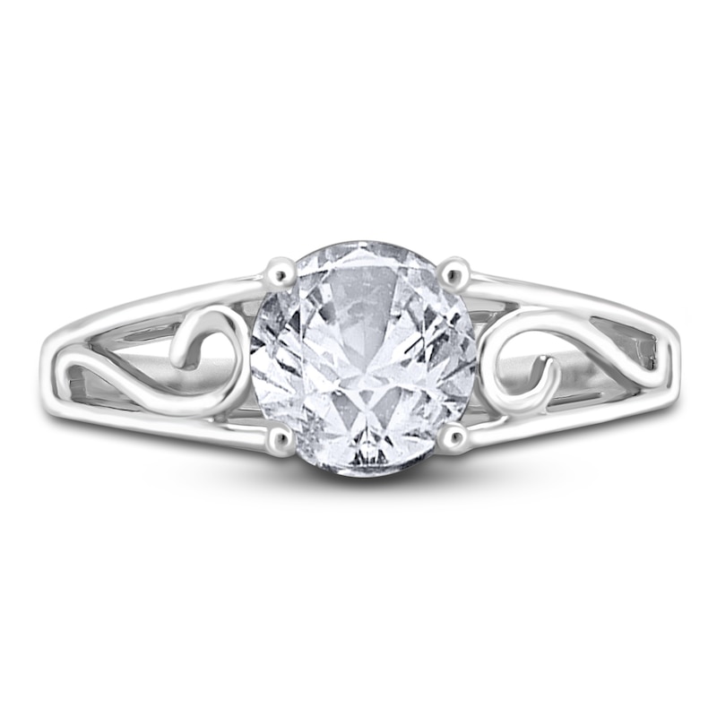 Diamond Solitaire Scroll Engagement Ring 1 ct tw Round 14K White Gold (I2/I)