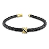 Thumbnail Image 2 of Y-Knot Men's Black Diamond & Woven Black Leather Bracelet 1/20 ct tw Round 14K Yellow Gold 9"