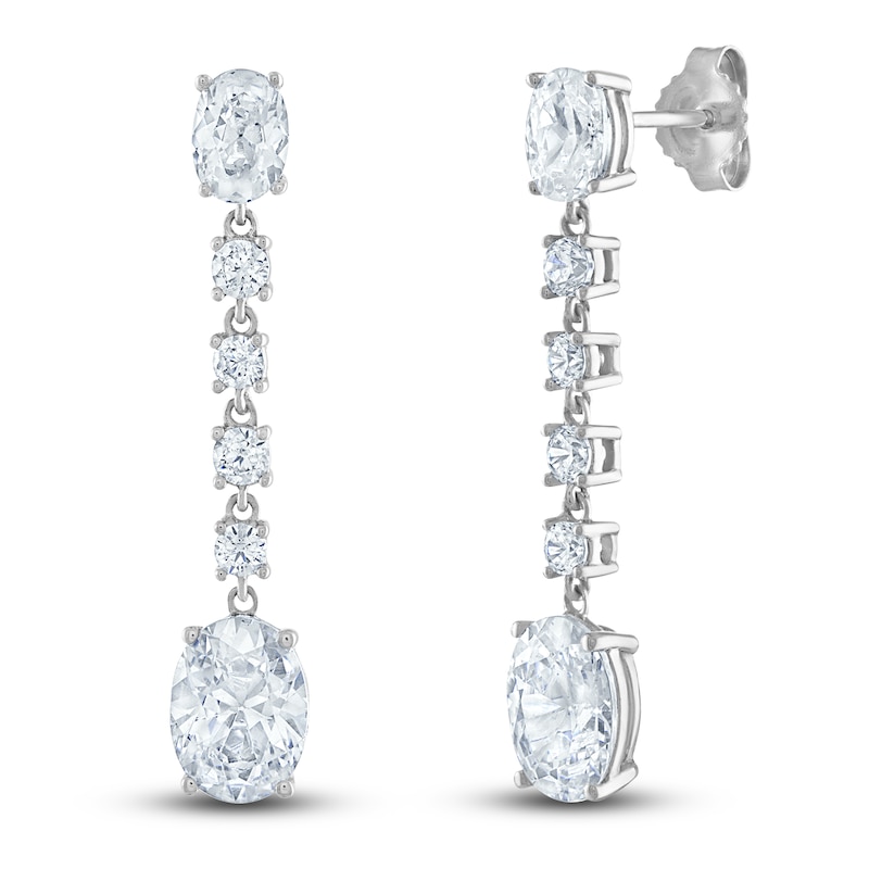 Vera Wang WISH Lab-Created Diamond Dangle Earrings 3 ct tw Oval/Round 14K White Gold