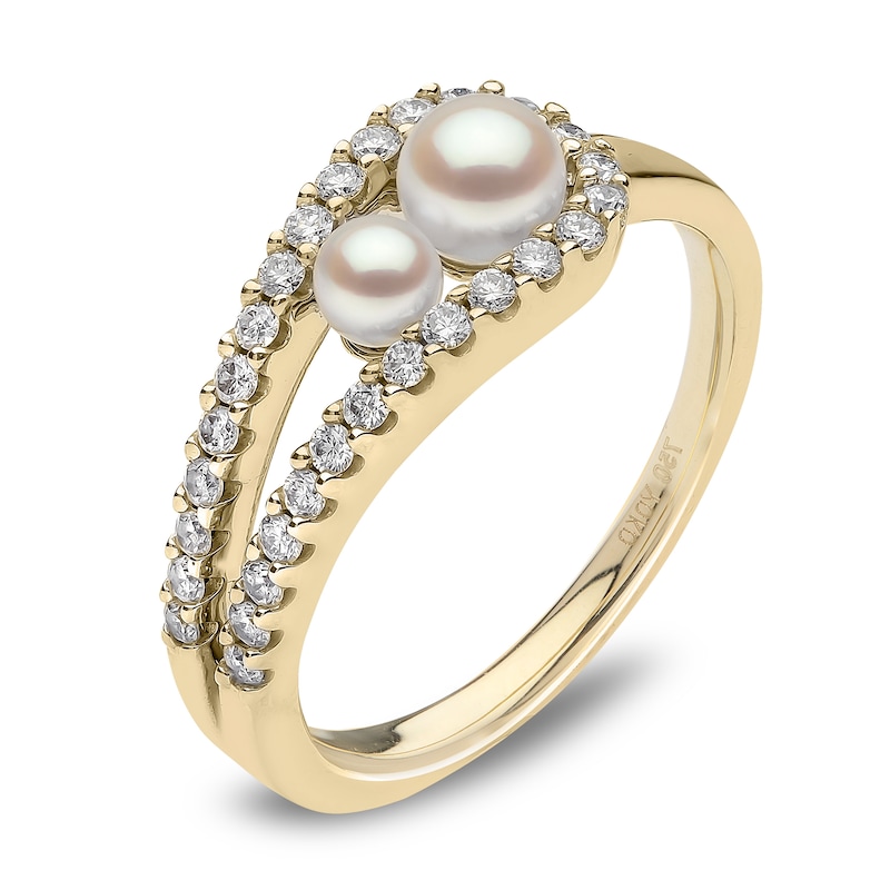 Yoko London Akoya Cultured Pearl Ring 1/4 ct tw Diamonds 18K Yellow Gold