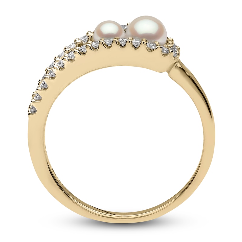 Yoko London Akoya Cultured Pearl Ring 1/4 ct tw Diamonds 18K Yellow Gold