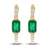 Thumbnail Image 0 of Natural Emerald Hoop Earrings 1/4 ct tw Diamonds 14K Yellow Gold