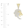 Thumbnail Image 1 of Men's Diamond & Lab Created Ruby Lion Charm 1/2 ct tw Round/Baguette 10K Yellow Gold
