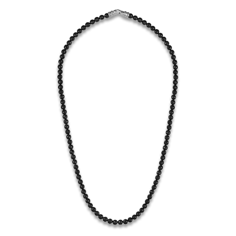 1933 by Esquire Men's Natural Black Spinel Necklace Sterling Silver 24"