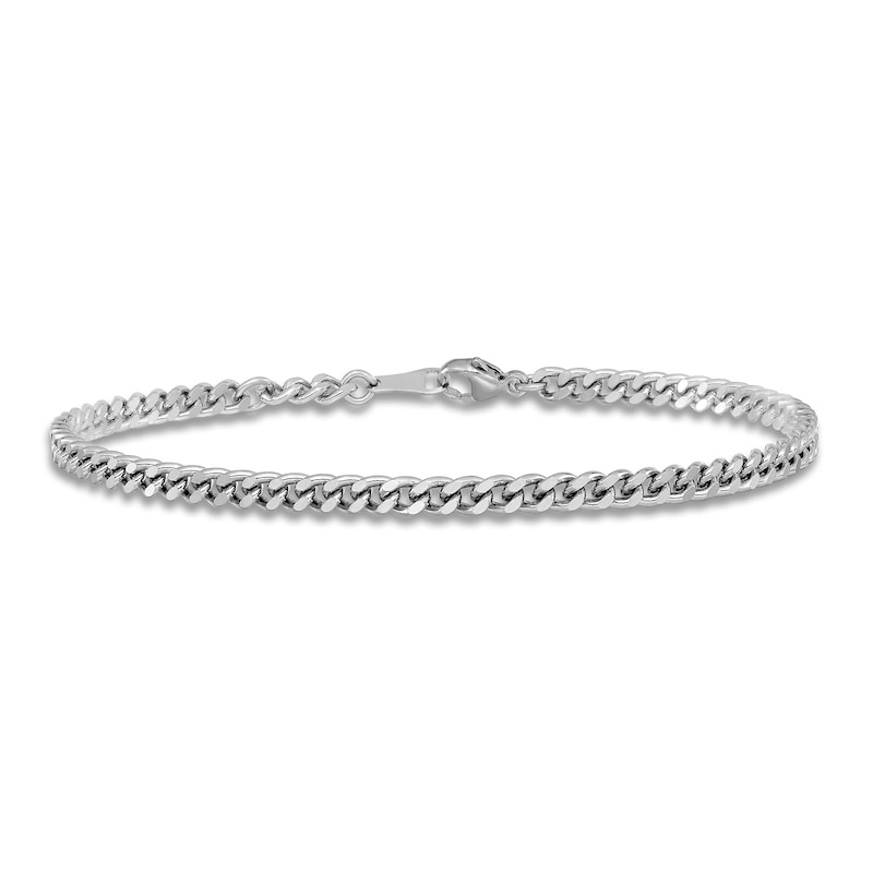 Solid Curb Chain Bracelet Platinum 8" 3.5mm