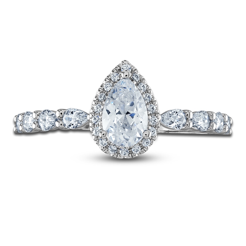 Vera Wang WISH Diamond Engagement Ring 1 ct tw Pear/Round 14K White Gold