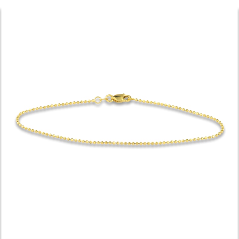 Bead, Paperclip & Mirror Chain Bracelet Set 14K Yellow Gold 7.25"