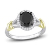 Thumbnail Image 0 of Y-Knot Black Diamond Ring 2-1/8 ct tw Oval/Round 14K Two-Tone Gold