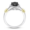 Thumbnail Image 2 of Y-Knot Black Diamond Ring 2-1/8 ct tw Oval/Round 14K Two-Tone Gold