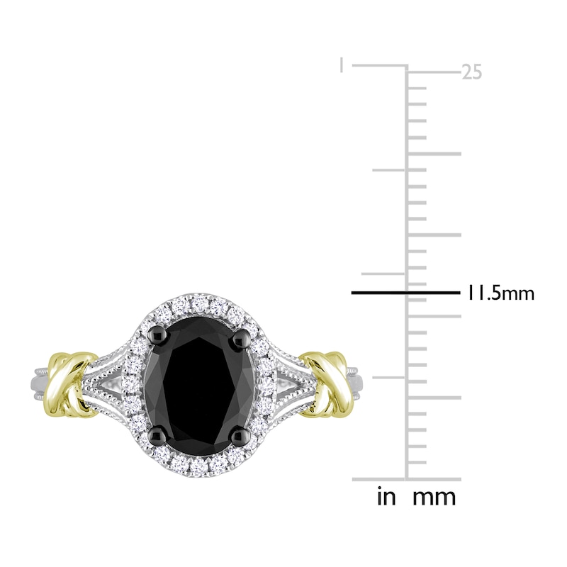 Y-Knot Black Diamond Ring 2-1/8 ct tw Oval/Round 14K Two-Tone Gold