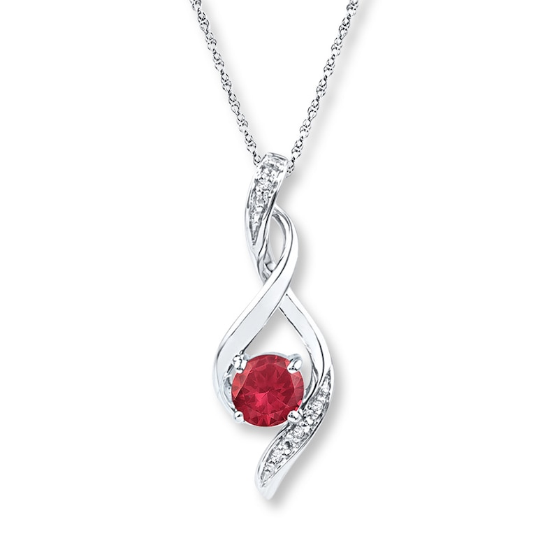 Lab-Created Ruby Necklace Diamond Accents Sterling Silver