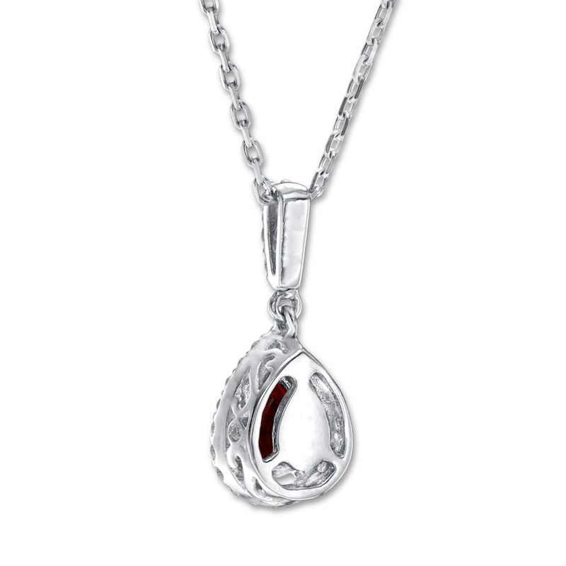 Natural Ruby Necklace 1/6 ct tw Diamonds 14K White Gold