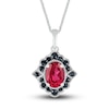 Thumbnail Image 0 of Lab-Created Ruby & Natural Black Spinel Necklace Sterling Silver