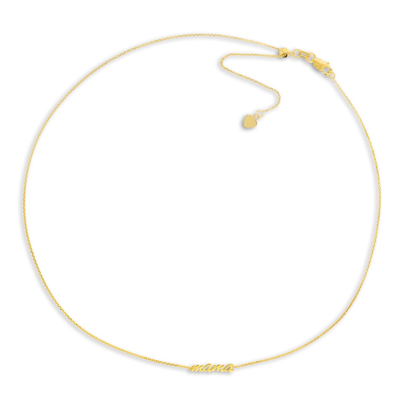 "MAMA" Choker Necklace 14K Yellow Gold 16" Adj.